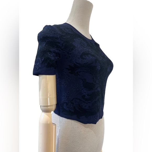 Alexander McQueen Bicolor Spine Lace Jacquard Knit Crop - Picture 2 of 10